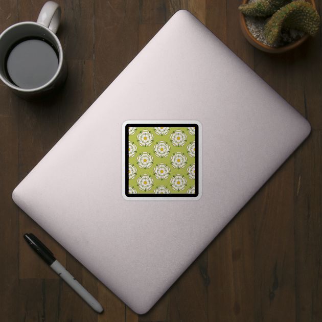 Yorkshire Rose - Pattern - Green Background by Juggahnaut